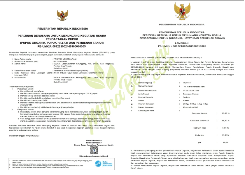 SK Kementan IMPRESOL: 04.08.2023.1075

