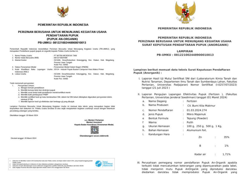 SK Kementan FERTIZEN: 01.03.2024.274